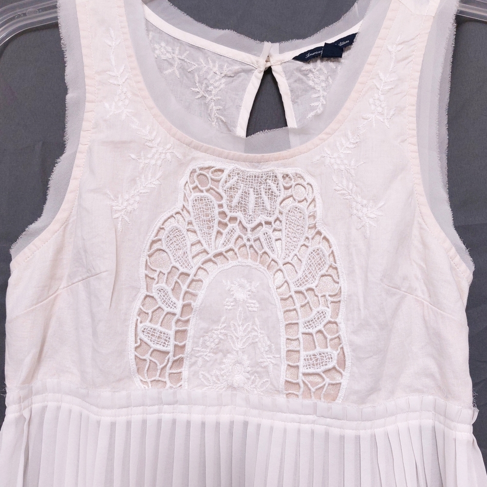 American Eagle Outfitters Wmns S Boho Embroidered Baby Doll Accordion Top - Picture 2 of 3